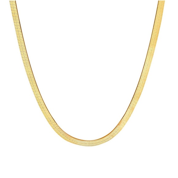 NECKLACE, 18K GOLD PLATED STEEL herringbone - Picture 1 of 4